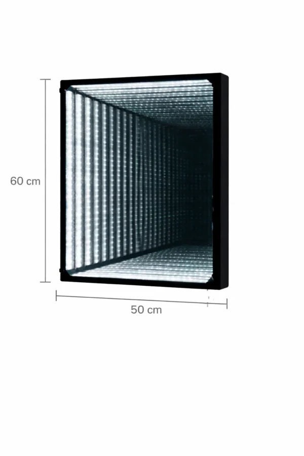 Infinity LED Wall Art RGB 50*60 بتأثير المرايا اللامتناهي داخل غرفة معيشة مودرن، تابلوه إضاءة حائط أنيق من Infinity Decor Egypt