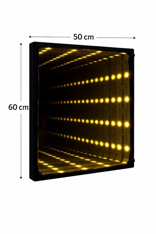 لوحة حائط Infinity LED كريستال أصفر بتأثير مرآة لا نهائي 50×60 سم